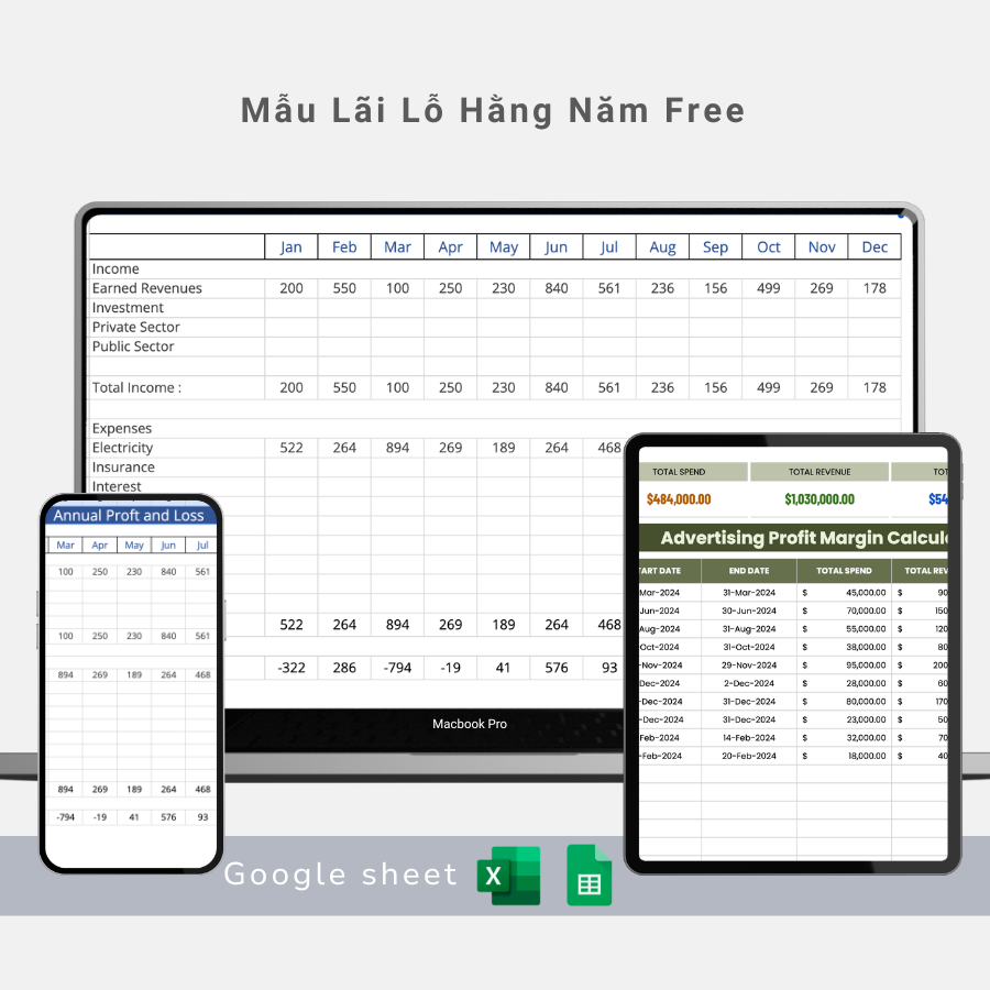 Mẫu Lãi Lỗ Hằng Năm Free